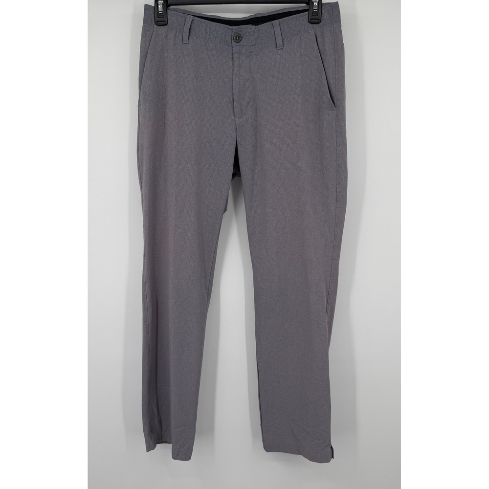 Under Armour Mens Gray Textured Golf Pants Flat Front Performance Trousers 34x32
